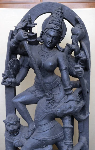 Mahisharsuramardini Från 1100 Talet Funna Hyderabad Utsatt Indian Museum Kolkata — Stockfoto