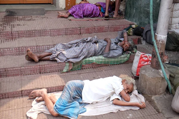 Mendigos Frente Nirmal Hriday Hogar Para Los Enfermos Moribundos Destitutes —  Fotos de Stock