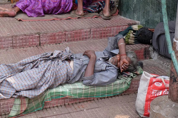 Mendigos Frente Nirmal Hriday Hogar Para Los Enfermos Moribundos Destitutes —  Fotos de Stock