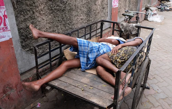 Hemlösa Som Sover Stigen Kolkata Indien Den Februari 2016 — Stockfoto