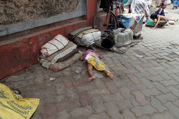 Homeless Family Living Streets Kolkata India February 2016 — Stock Photo, Image