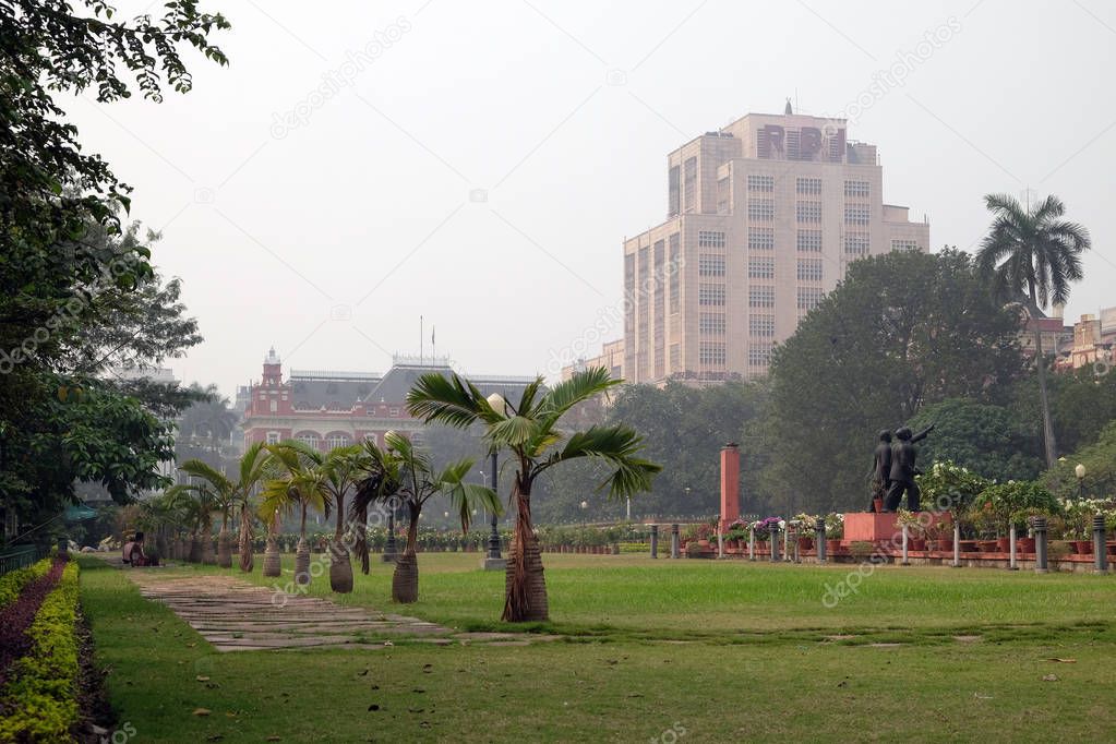 Mahakaran Garden in front of the Writers Building in Kolkata, India.