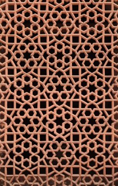 Karmaşık oyma taş pencere Grill'de Humayuns mezar, inşa emre Banu başladı tarafından 1565-72, Delhi, India.