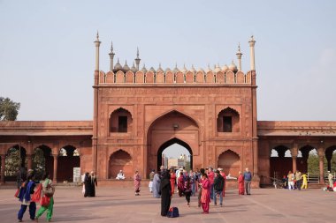 Muhteşem mimarisi büyük Cuma Camii (Jama Mescidi) üzerinde 13 Şubat 2016, Delhi, India.