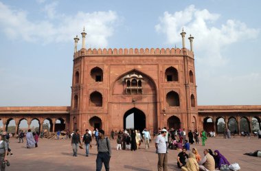 Muhteşem mimarisi büyük Cuma Camii (Jama Mescidi) üzerinde 13 Şubat 2016, Delhi, India.