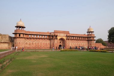 Agra kırmızı Agra Kalesi. Uttar Pradesh, Unesco Dünya Mirası, Hindistan 
