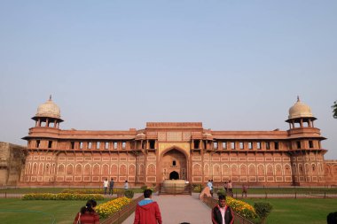 Agra kırmızı Agra Kalesi. Uttar Pradesh, Unesco Dünya Mirası, Hindistan 