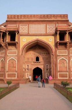Agra kırmızı Agra Kalesi. Uttar Pradesh, Unesco Dünya Mirası, Hindistan 