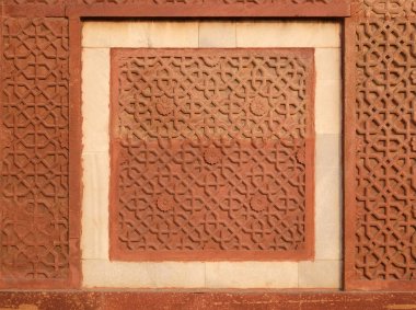 Kırmızı Kale, Agra, Unesco Dünya Mirası, Hindistan tapınak duvarındaki taş desen 