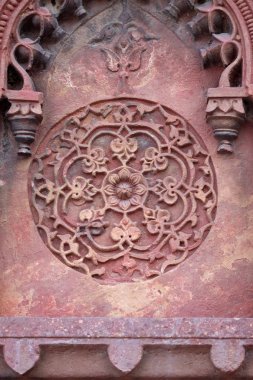 Kırmızı Kale, Agra, Unesco Dünya Mirası, Hindistan tapınak duvarındaki taş desen.
