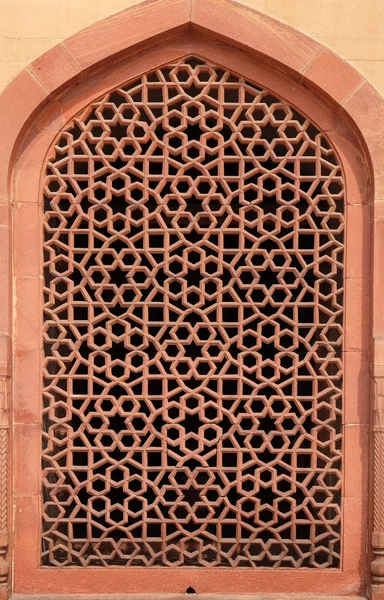 Intricate Carving Stone Window Grill Humayun Tomb Built Hamida Banu — Stock Photo, Image