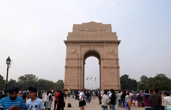 Portão Indiano Fevereiro 2016 Delhi Índia Portão Indiano Monumento Nacional — Fotografia de Stock