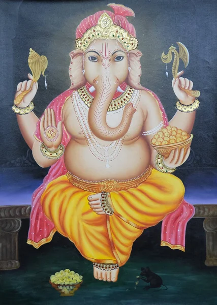 Mitologiczny Elephant Bóg Ganesh Ścianie Delhi Indie — Zdjęcie stockowe