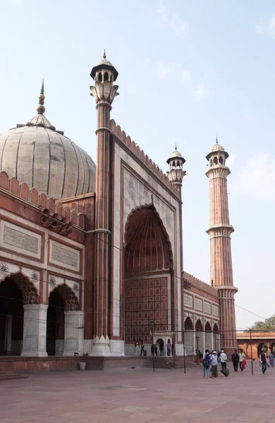 Architecture Spectaculaire Grande Mosquée Vendredi Jama Masjid Février 2016 Delhi — Photo