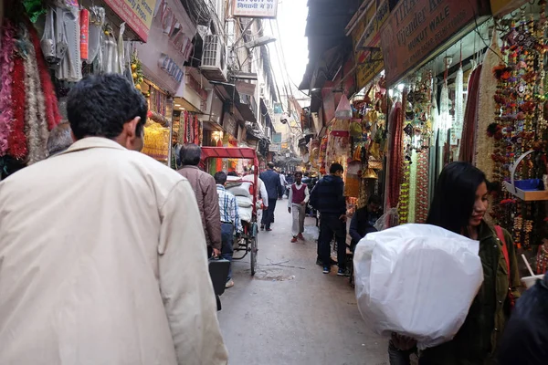 Crowded Indian Side Street Old Delhi India February 2016 — Stock Photo, Image