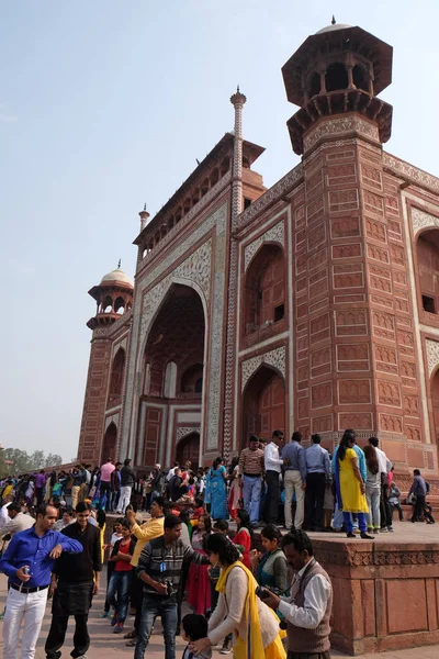 Tor Zum Taj Mahal Krone Der Paläste Einem Elfenbeinweißen Marmormausoleum — Stockfoto