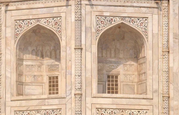 Taj Mahal Coroa Dos Palácios Mausoléu Mármore Branco Marfim Margem — Fotografia de Stock