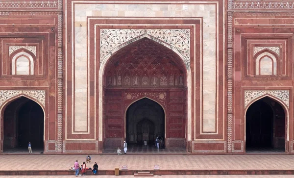 Tor Zum Taj Mahal Krone Der Paläste Einem Elfenbeinweißen Marmormausoleum — Stockfoto