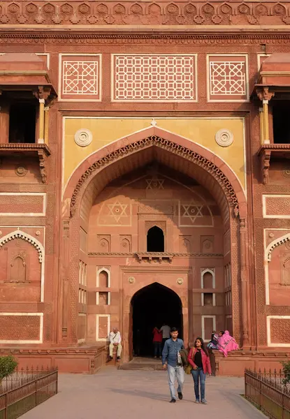 Agra kırmızı Agra Kalesi. Uttar Pradesh, Unesco Dünya Mirası, Hindistan 