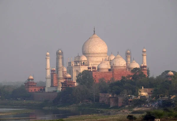 Taj Mahal Krone Der Paläste Ein Elfenbeinweißes Marmormausoleum Südufer Des — Stockfoto