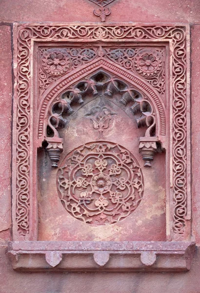 Templom Falán Vörös Erőd Agra Unesco Világörökség India Kőmintás — Stock Fotó