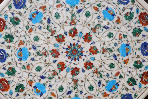 Tradizionali Tavoli Marmo Floreale Colorato Vendita Agra Uttar Pradesh India — Foto Stock