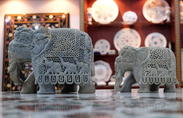 Exposition Artisanale Éléphants Indiens Agra Uttar Pradesh Inde — Photo