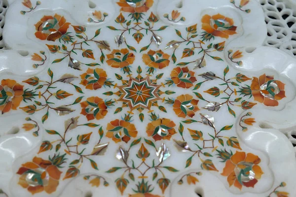 Tabletops Mármore Floral Colorido Tradicional Para Venda Agra Uttar Pradesh — Fotografia de Stock