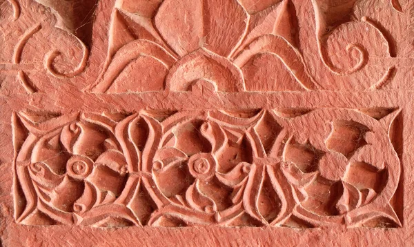 Hermosas Tallas Piedra Pared Complejo Fatehpur Sikri Uttar Pradesh India — Foto de Stock