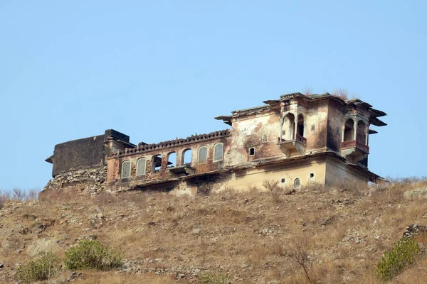 Abandoned house on the hill above Amber Fort in Jaipur, Rajasthan, India.