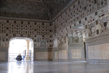 Amber Fort Jaipur, Rajasthan, Hindistan, üzerinde Şubat, 16, 2016 yılında sarayda ayna.