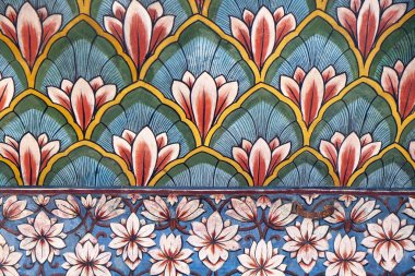 Chandra Mahal, Jaipur, Rajasthan, Hindistan Jaipur şehir sarayda duvar resimleri.
