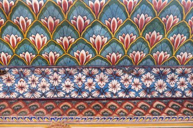 Chandra Mahal, Jaipur, Rajasthan, Hindistan Jaipur şehir sarayda duvar resimleri.