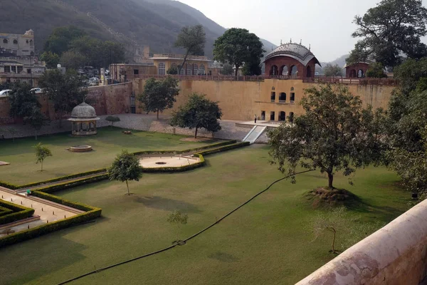 Güzel Bahçeleri Amber Fort Jaipur Rajasthan Hindistan — Stok fotoğraf