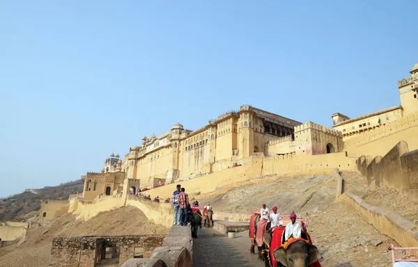 Amber Fort Jaipur Rajasthan Hindistan Üzerinde Şubat 2016 Yılında — Stok fotoğraf