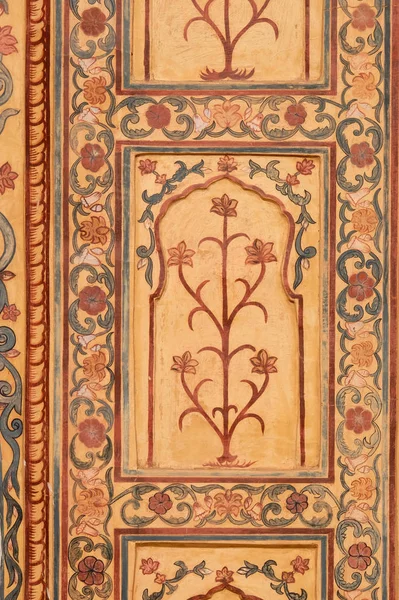 Piękny Ornament Ścianie Pałacu Amber Fort Jaipur Rajasthan Indie — Zdjęcie stockowe