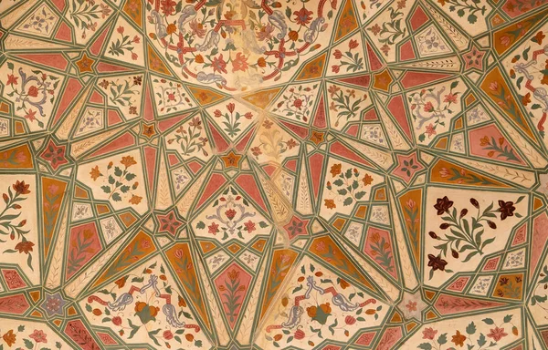 Bellissimo Ornamento Sul Muro Del Palazzo Amber Fort Jaipur Rajasthan — Foto Stock