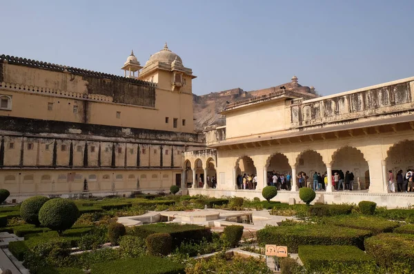 Prachtige Tuinen Amber Fort Jaipur Rajasthan India Februari 2016 — Stockfoto