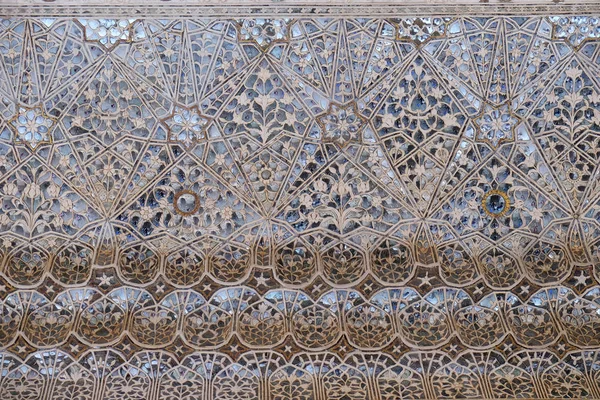 Détail Plafond Miroir Dans Palais Miroir Fort Amber Jaipur Rajasthan — Photo