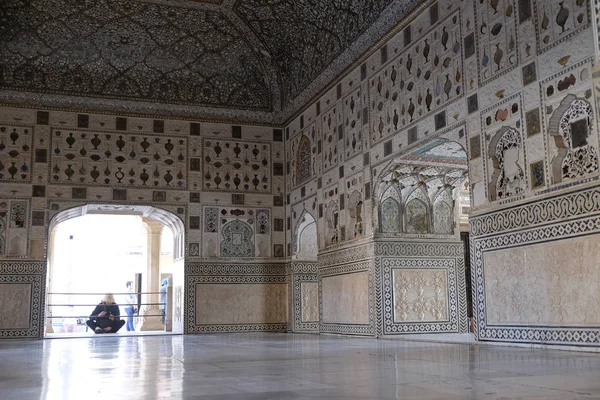 Spiegel Paleis Amber Fort Jaipur Rajasthan India Februari 2016 — Stockfoto