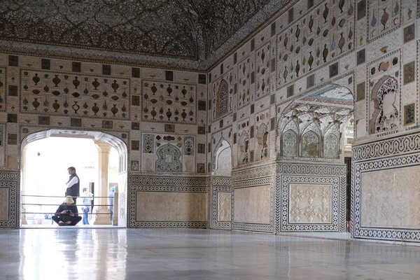 Palácio Espelho Amber Fort Jaipur Rajasthan Índia Fevereiro 2016 — Fotografia de Stock