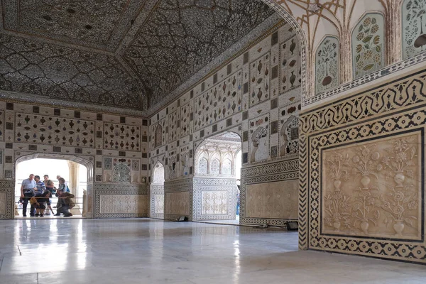 Palácio Espelho Amber Fort Jaipur Rajasthan Índia Fevereiro 2016 — Fotografia de Stock