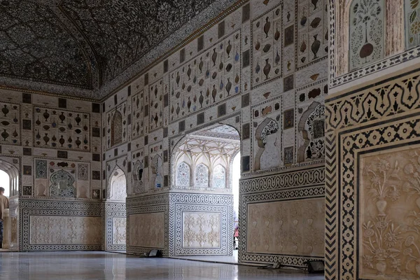 Palácio Espelho Amber Fort Jaipur Rajasthan Índia — Fotografia de Stock