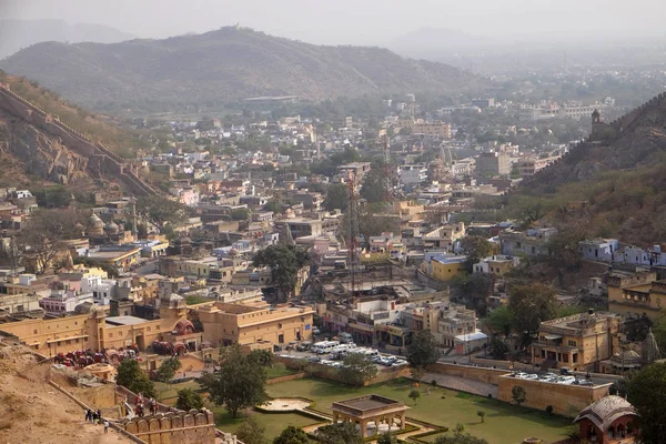 Jaipur Pembe Şehir Rajasthan Hindistan Havadan Görünümü — Stok fotoğraf