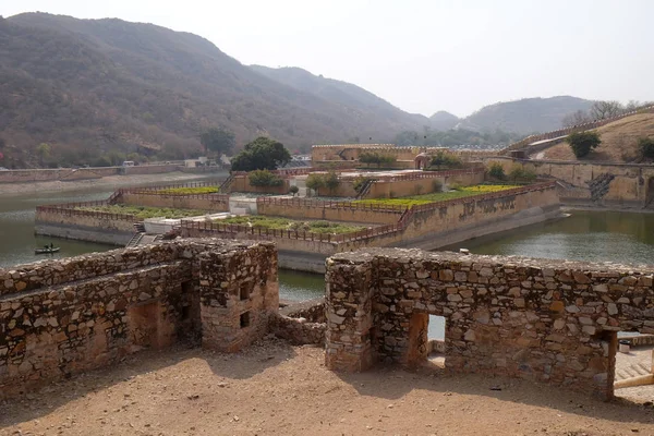 Bellissimi Giardini Amber Fort Jaipur Rajasthan India — Foto Stock