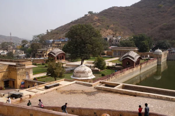 Belos Jardins Amber Fort Jaipur Rajasthan Índia Fevereiro 2016 — Fotografia de Stock