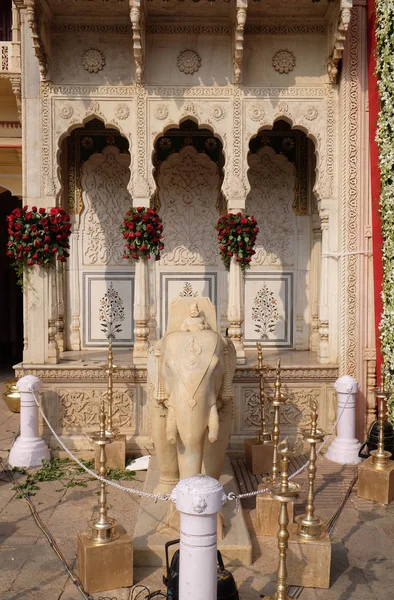 Elephant Statue City Palace Palace Complex Jaipur Rajasthan India Seat — Stock Photo, Image