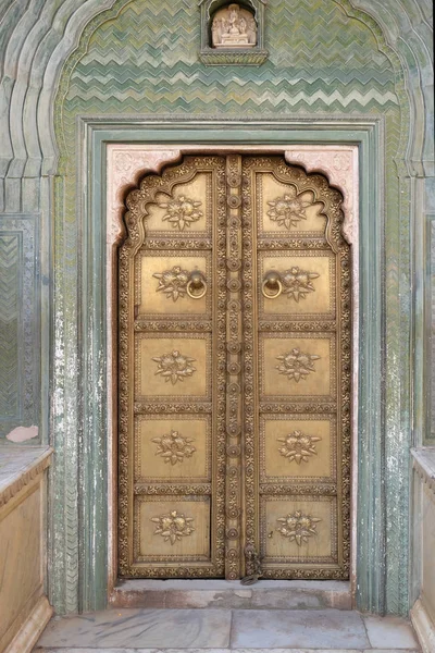 Porta Ornamentada Chandra Mahal Jaipur City Palace Jaipur Rajasthan Índia — Fotografia de Stock