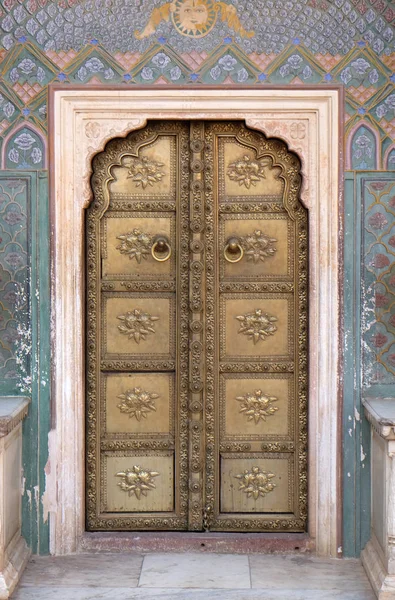 Sierlijke Deur Chandra Mahal Jaipur City Palace Jaipur Rajasthan India — Stockfoto