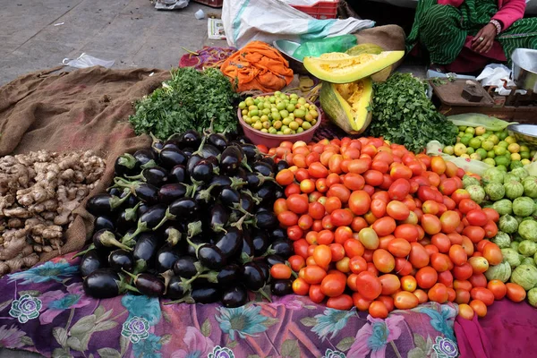 Säljer Frukt Och Grönsaker Vid Sidan Vägen Jaipur Rajasthan Indien — Stockfoto